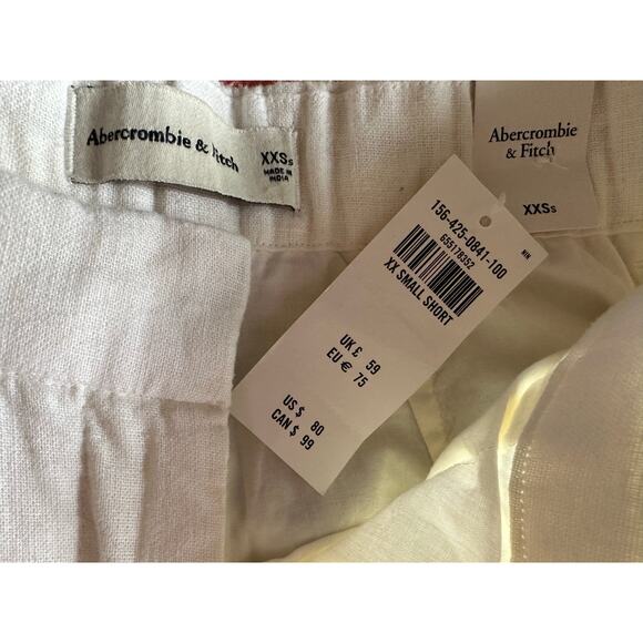 NWT Abercrombie & Fitch Women's White Linen Blend Pleated Wide Leg Pant Size XXS - Picture 6 of 6